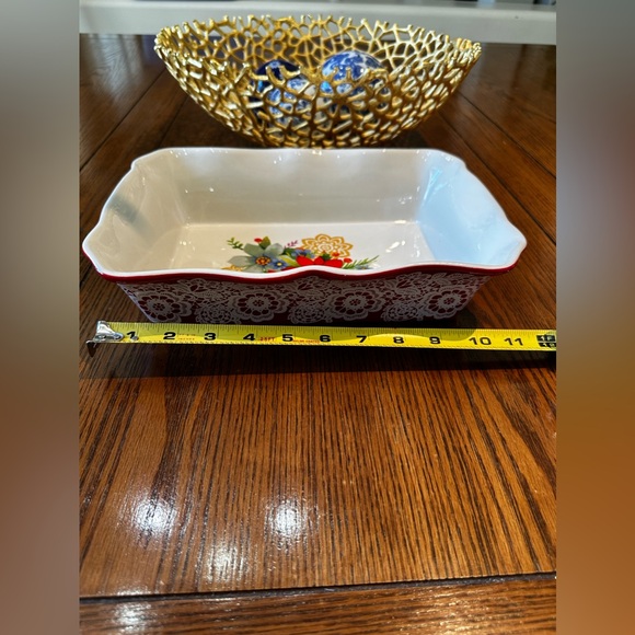 EUC Pioneer Woman Red Lace & Floral Stoneware Bakeware/Baking Dish, Used… - Picture 11 of 13
